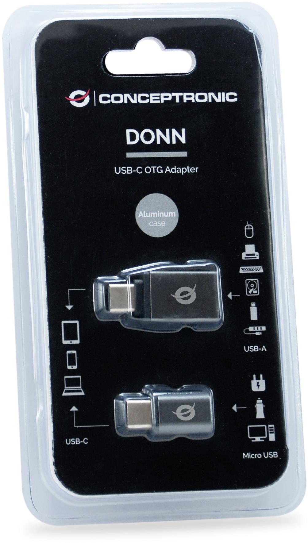 conceptronic - Adaptador Conceptronic USB-C Macho > USB-A Hembra + USB-C > MicroUSB Negro