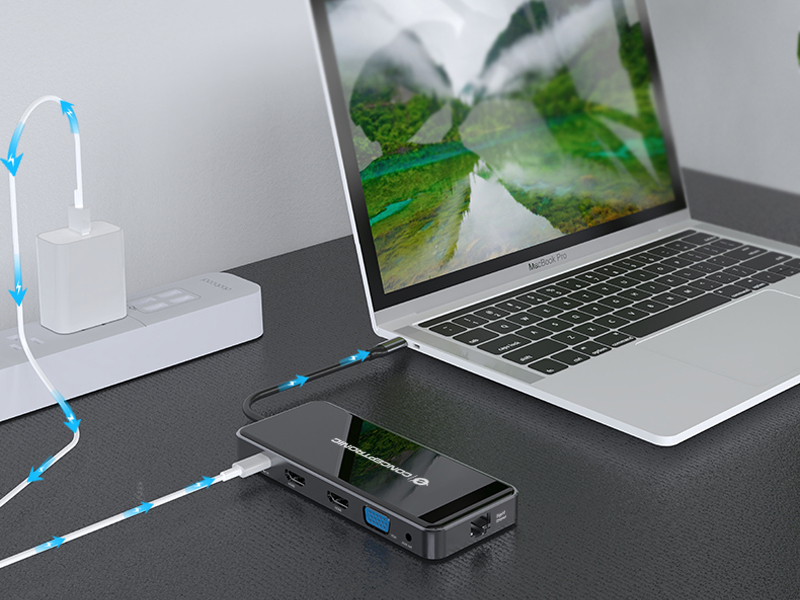 conceptronic - HUB USB 12 en 1 USB-C 3.2 > 3x USB-A 3.0 + 2x HDMI + VGA + USB 2.0 + Gigabit + USB-C (PD100W) + Lector de Tarjetas + Audio