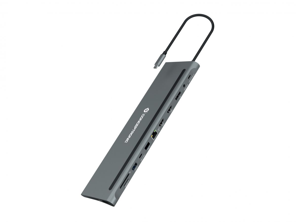 Picture of Picture of HUB USB Conceptronic 12-in-1 USB-C 3.2 > 2x USB3.0 + USB 2.0 + DP 4K + HDMI + Gigabit + Lt.Cartões + USB-C (PD100W) + USB-C + Áudio