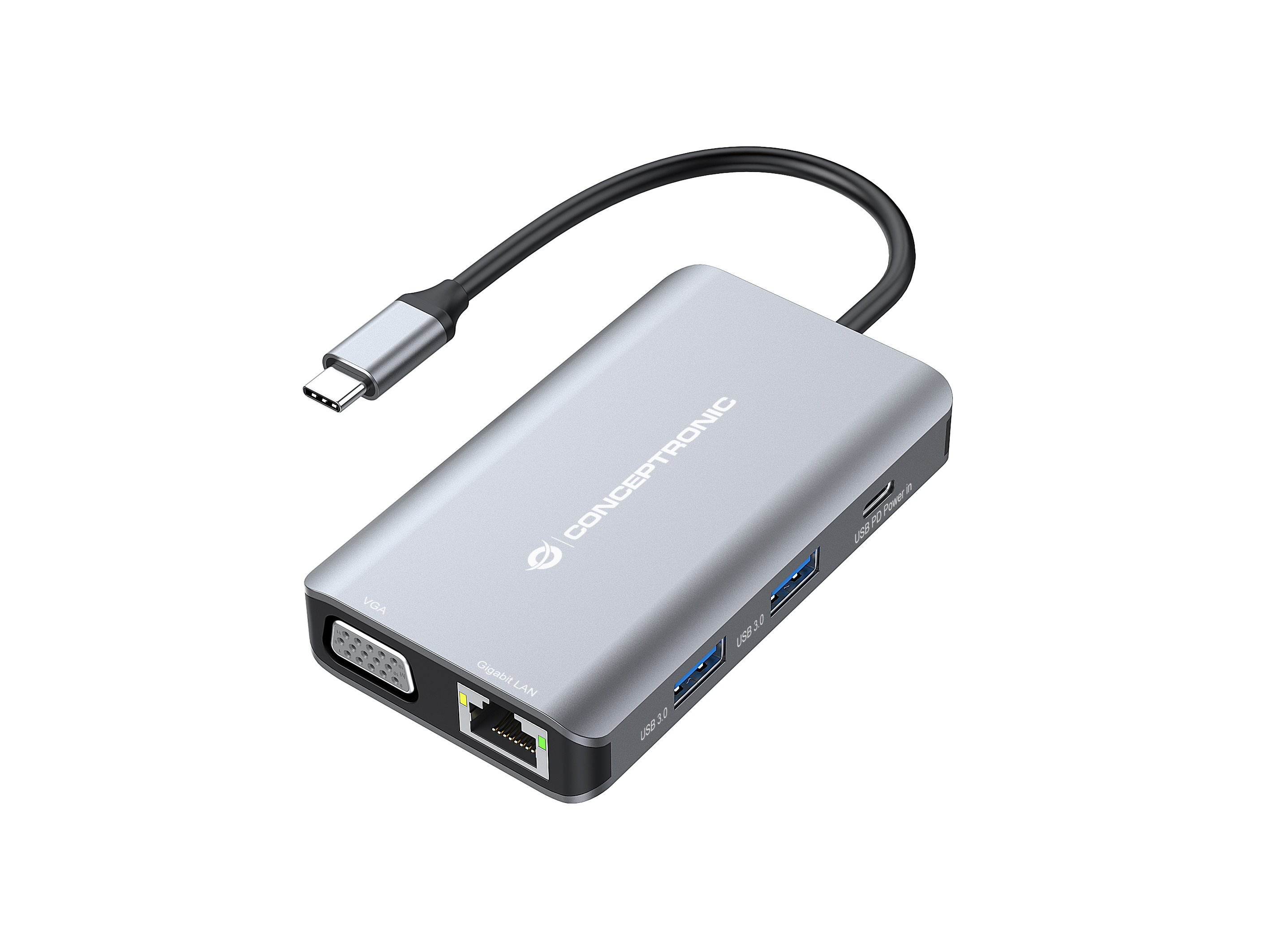 Picture of Picture of HUB USB Conceptronic 7-in-1 USB-C 3.2 > 3x USB-A 3.0  + HDMI + VGA + Gigabit + USB-C (PD100W)