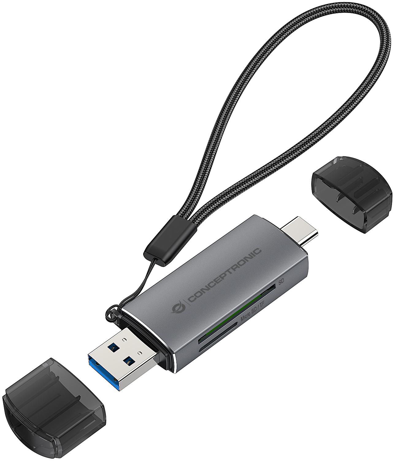 conceptronic - Lector de Tarjetas Conceptronic Tarjetas SD/MicroSD USB 3.0 USB-C