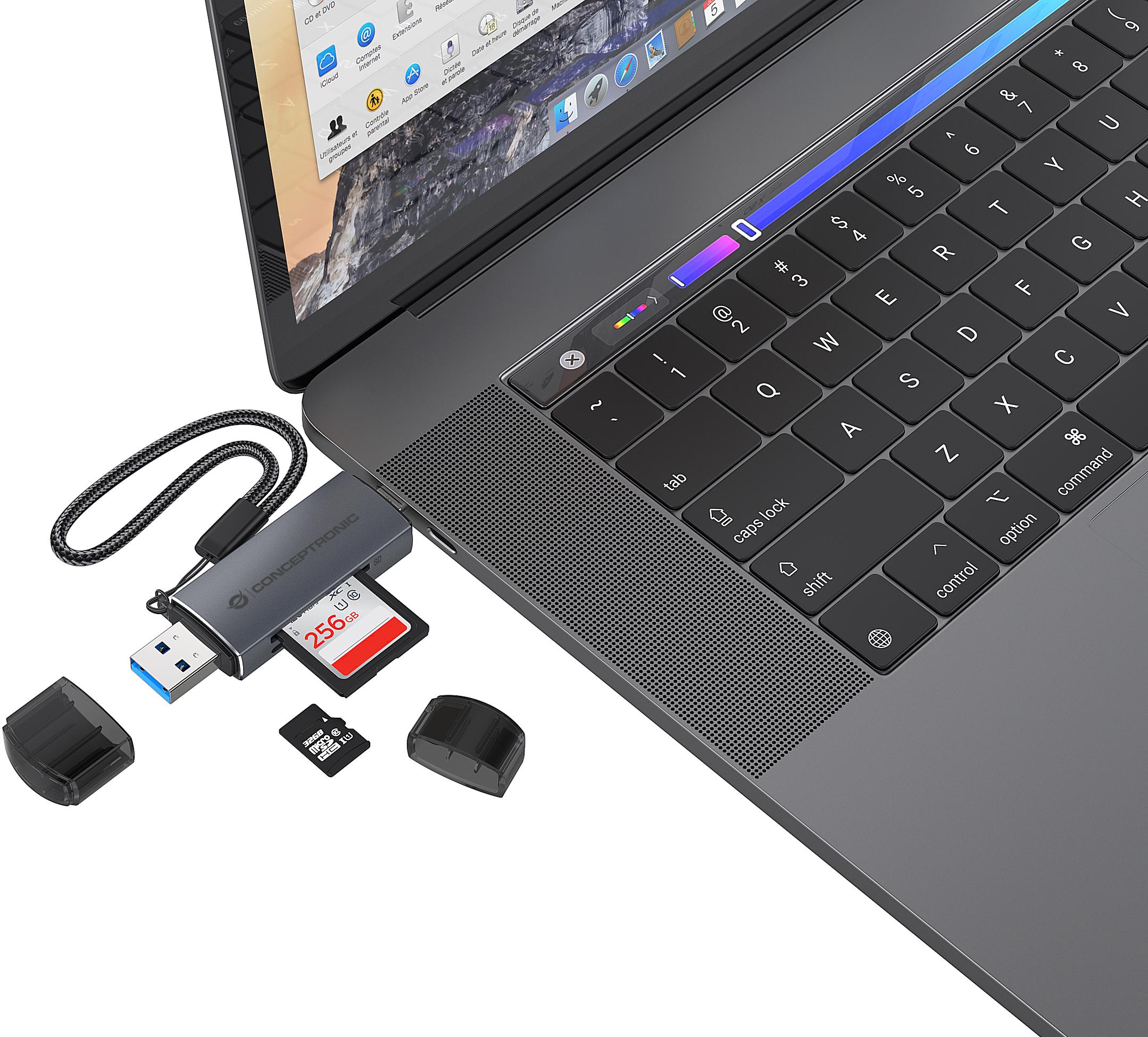 conceptronic - Lector de Tarjetas Conceptronic Tarjetas SD/MicroSD USB 3.0 USB-C