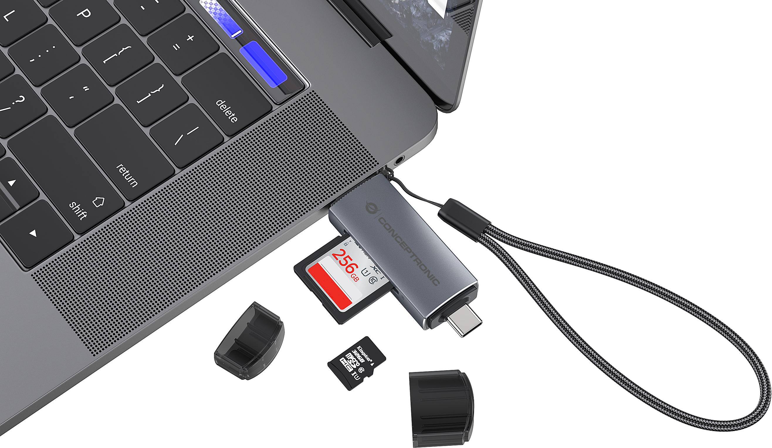 conceptronic - Lector de Tarjetas Conceptronic Tarjetas SD/MicroSD USB 3.0 USB-C