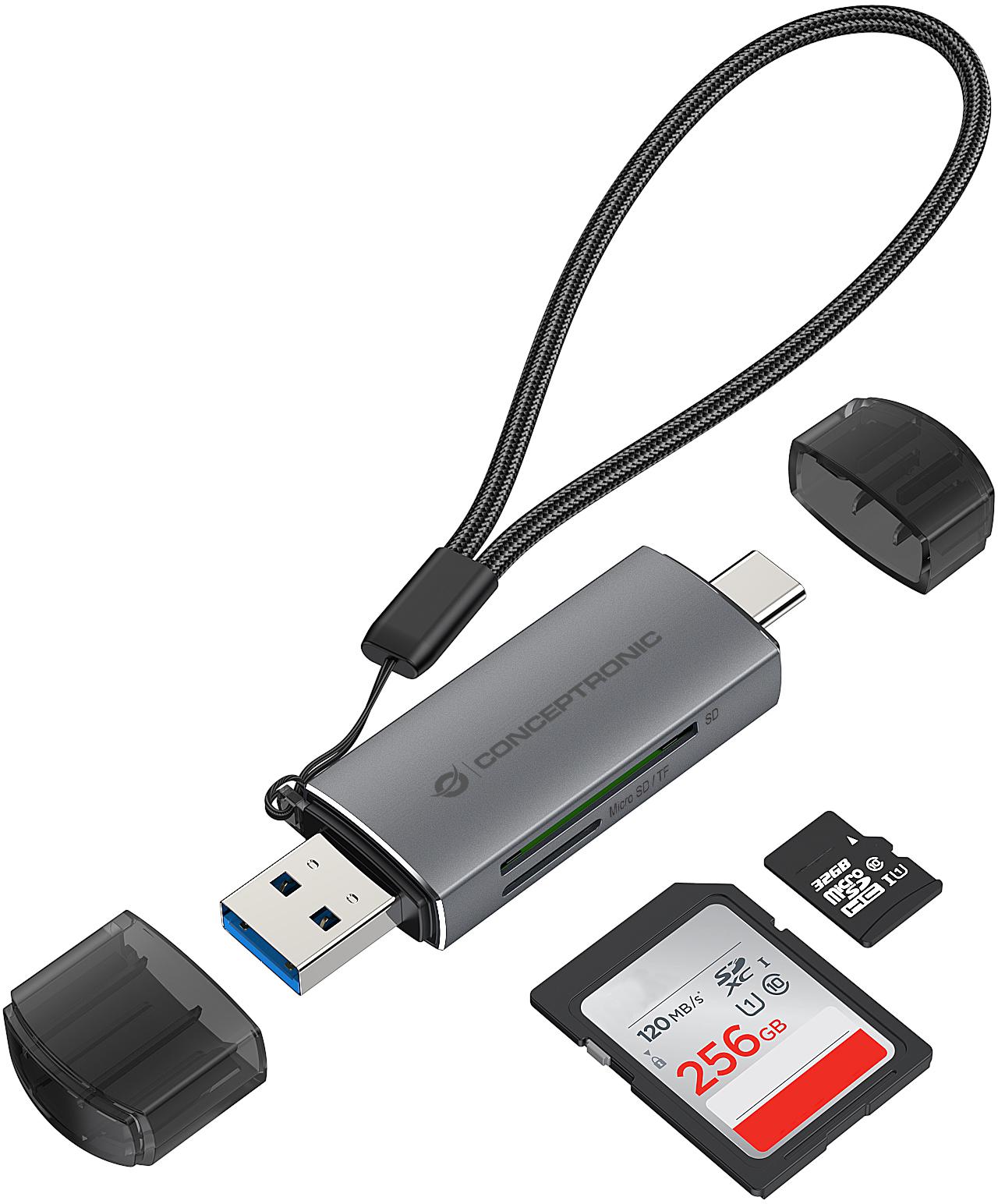 conceptronic - Lector de Tarjetas Conceptronic Tarjetas SD/MicroSD USB 3.0 USB-C