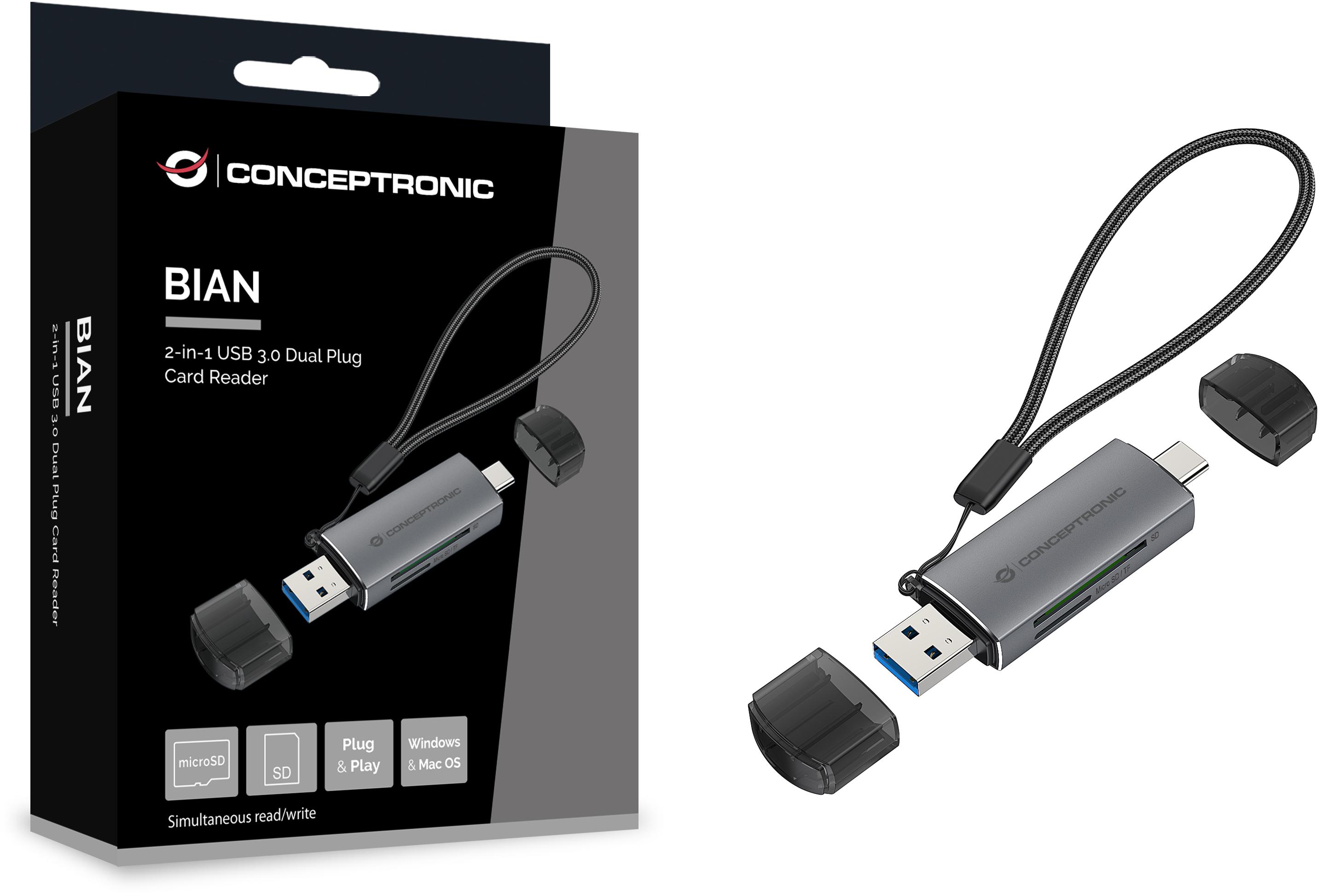 Picture of Picture of Lector de Tarjetas Conceptronic Tarjetas SD/MicroSD USB 3.0 USB-C