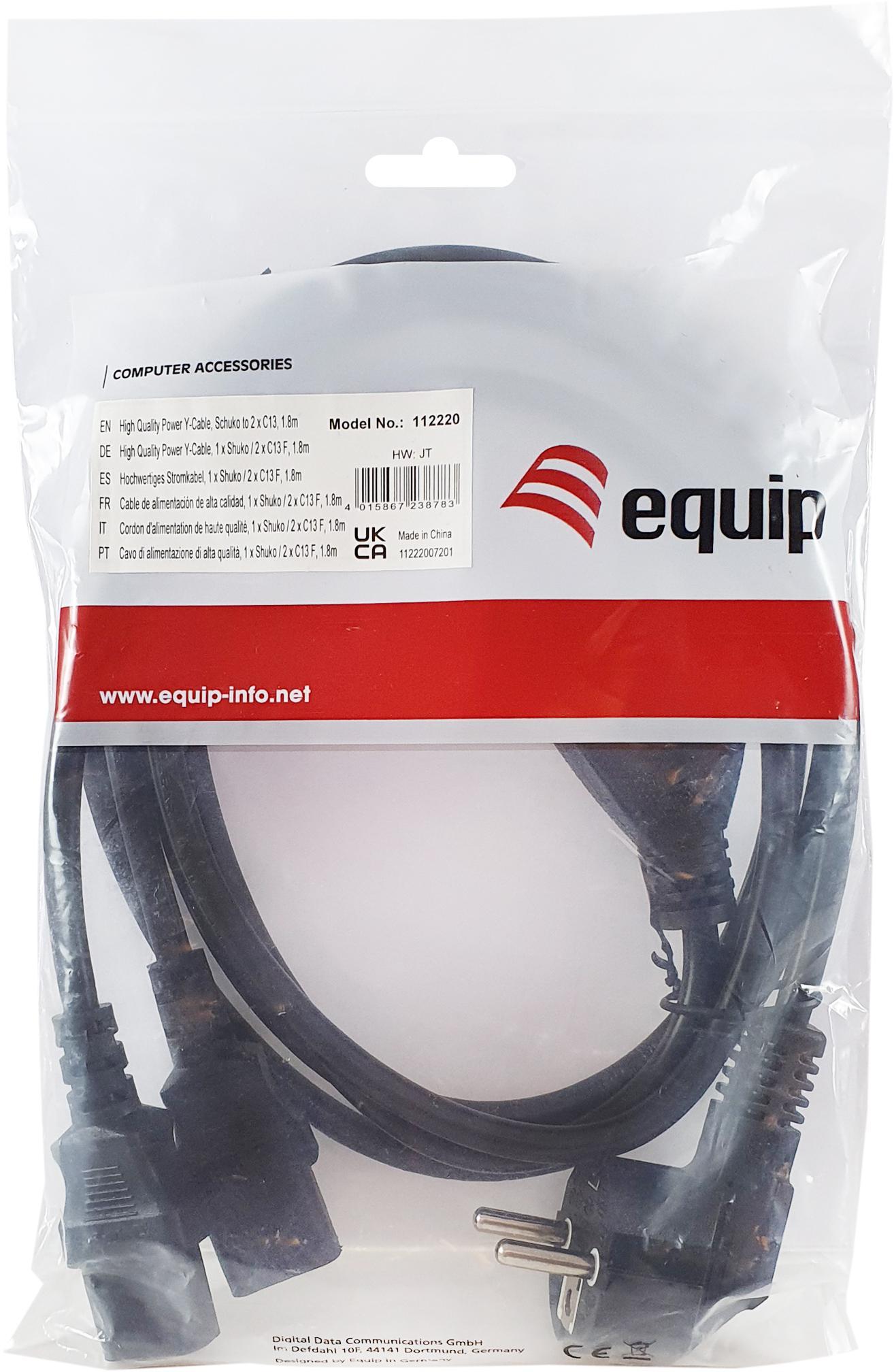 equip - Cable Alimentación Equip  (2-1) 1.8 M Negro