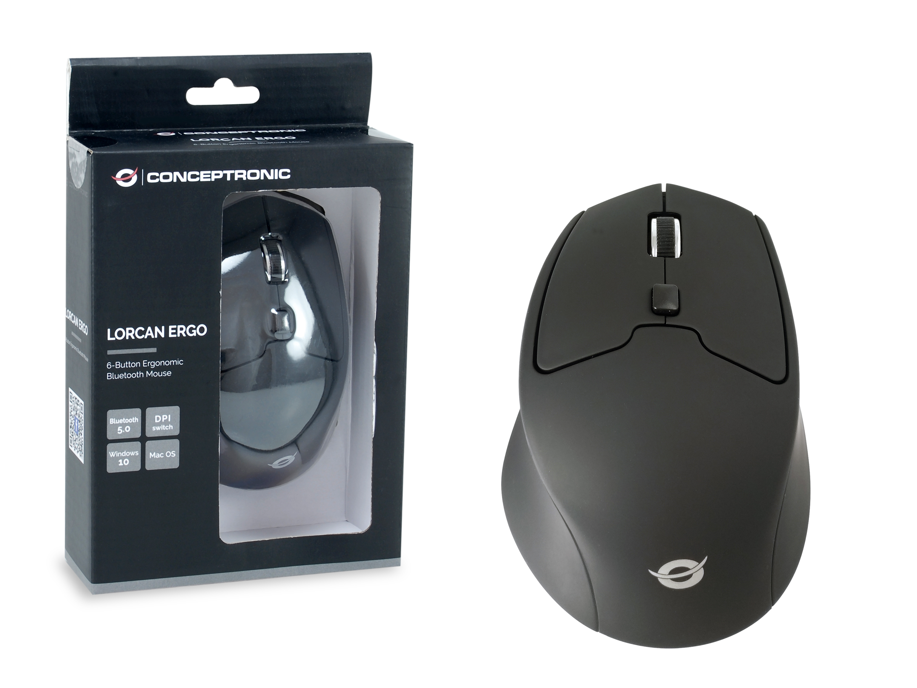 conceptronic - Ratón Conceptronic LORCAN Ergonómico Bluetooth Negro
