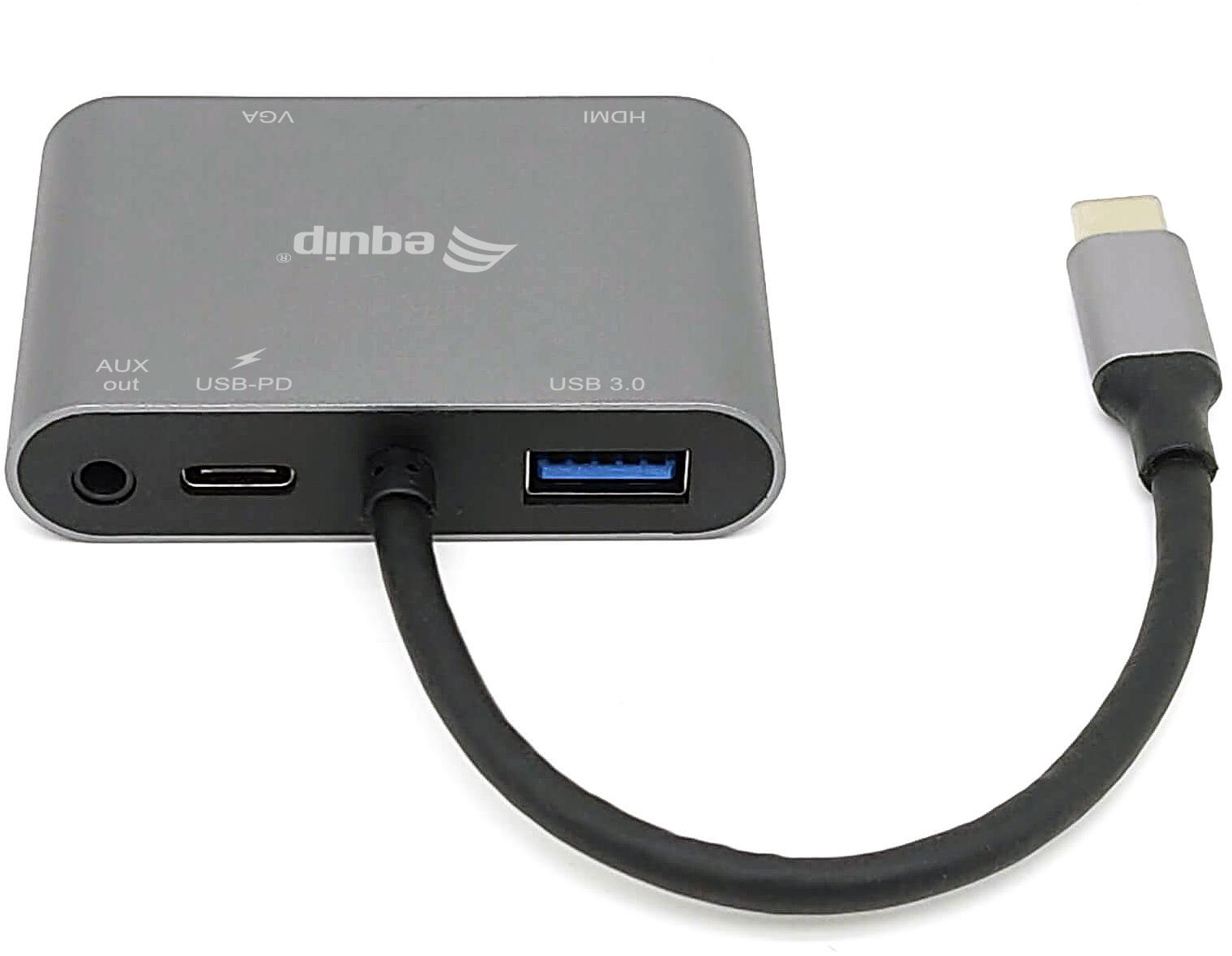 Picture of Picture of Adaptador Equip USB-C 5-in-1 Multiport PD 100W Gris