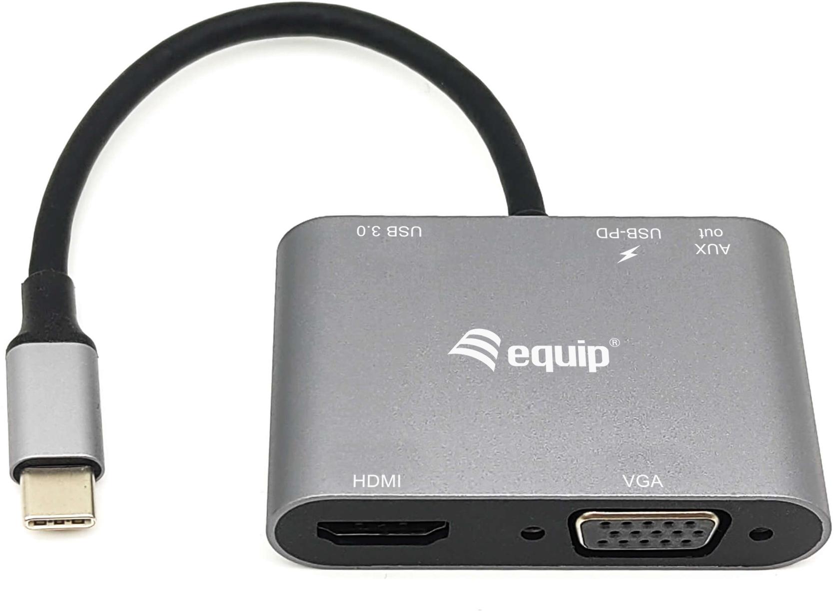 Picture of Picture of Adaptador Equip USB-C 5-in-1 Multiport PD 100W Gris