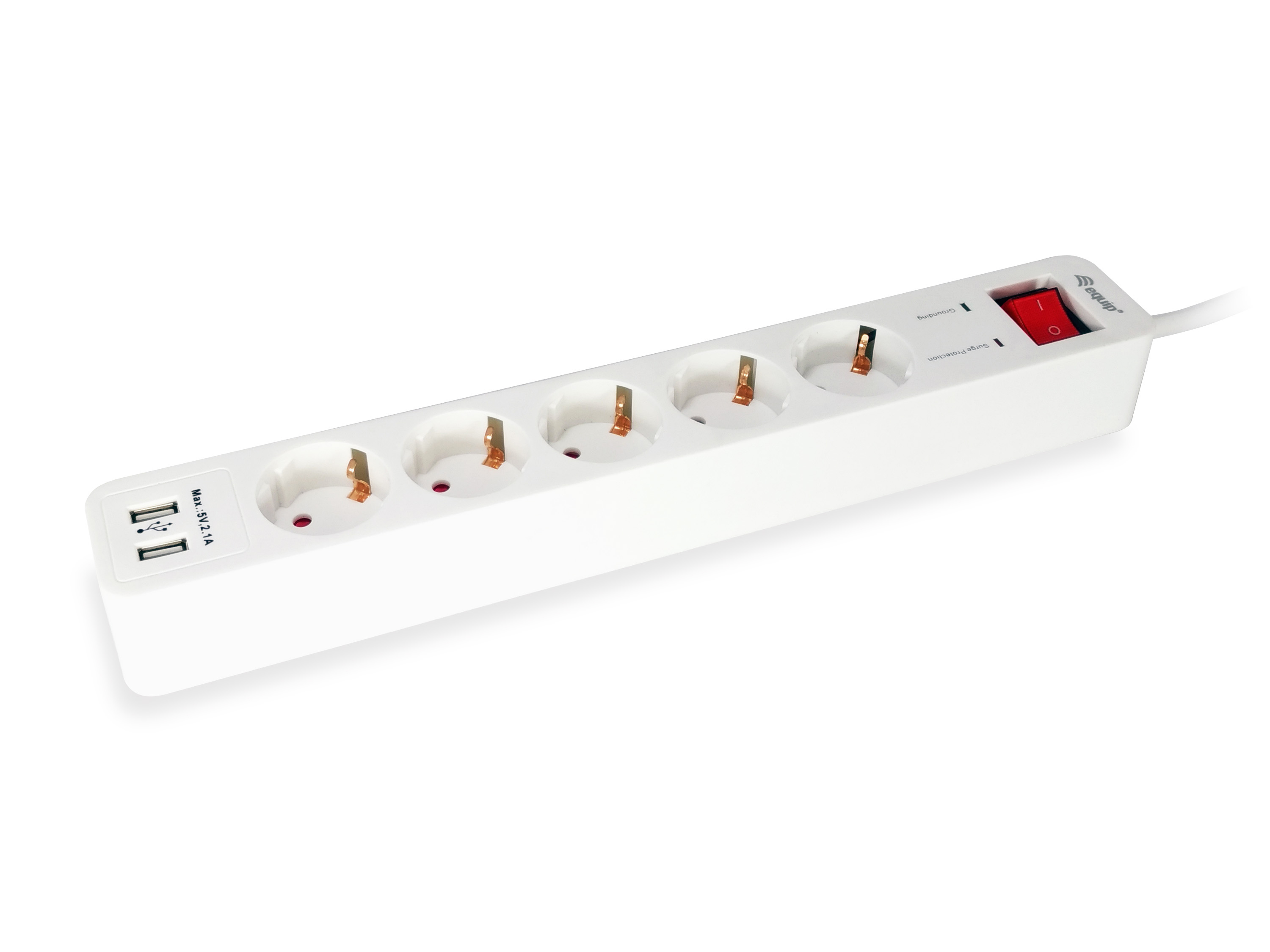 Picture of Picture of Regla Equipa 5 Tomas + 2 Puertos USB