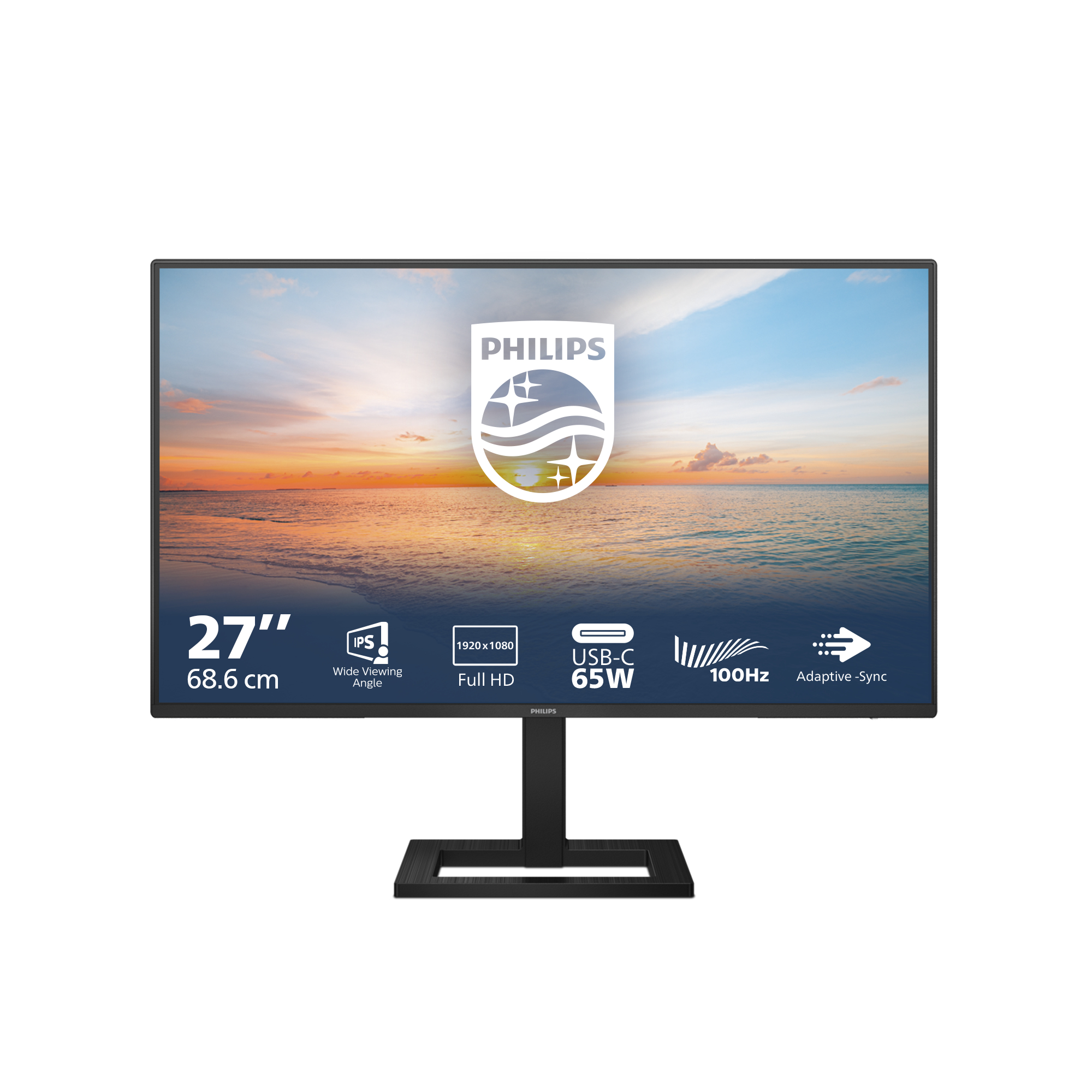 Philips - Monitor Philips Série 1000 27" 27E1N1300AE IPS FHD 100Hz 1ms c/colunas + Aj.Altura