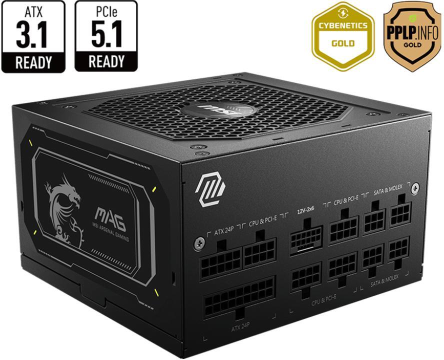 MSI - Fuente Alimentación Modular MSI MAG A850GL PCIE5 850W 80+ Gold PCIE5 II