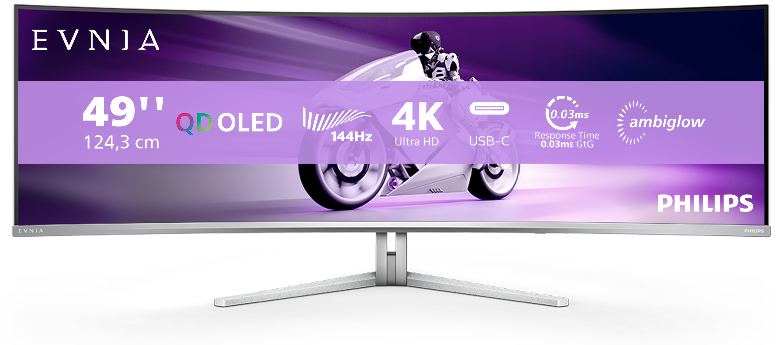 Picture of Picture of Monitor Curvo Gaming Philips EVNIA 49" 49M2C8900L QD-OLED Dual QHD 144Hz 0.03ms c/Ajuste Alt.