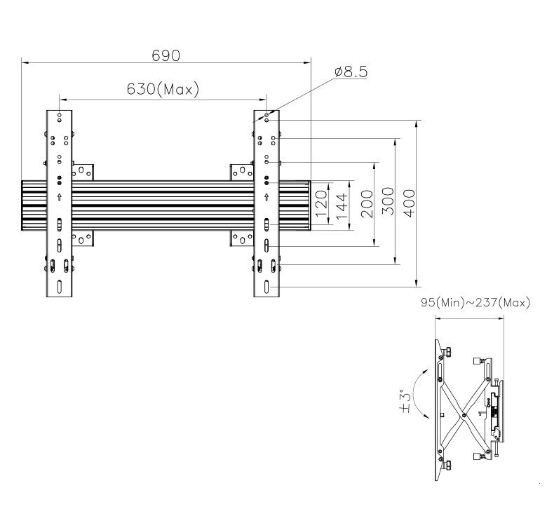 equip - Soporte de Pared Equip para TV 32" a 65" Push-In/Pop-Out Bracket