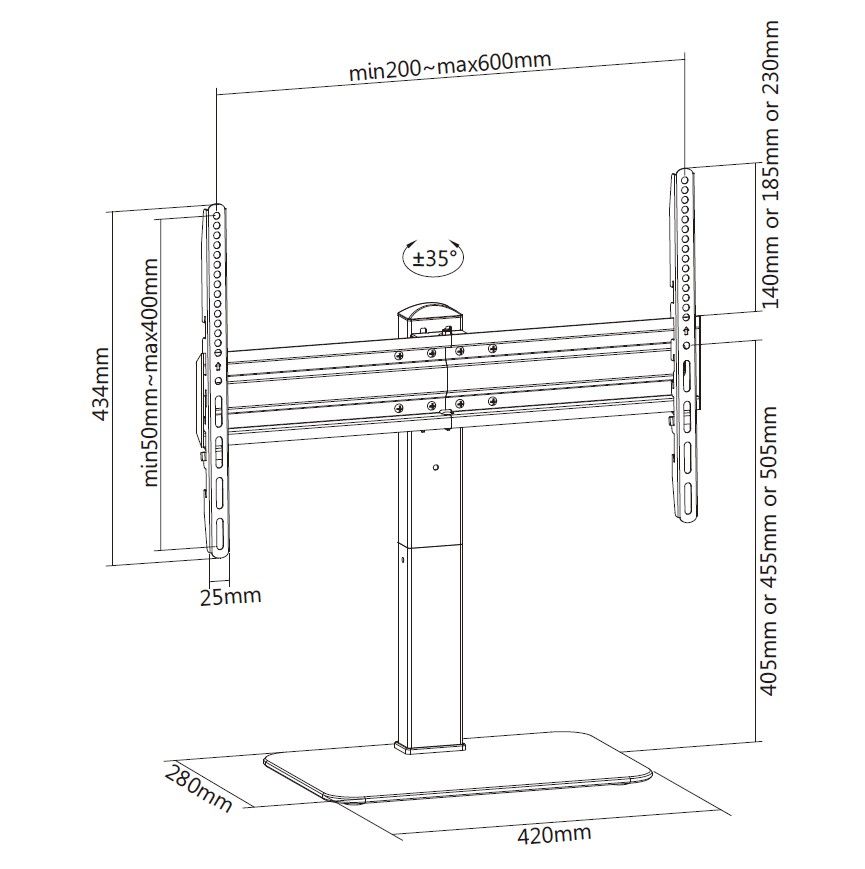 equip - Soporte de Mesa Tabletop Equip para TV 37" a 70" Máx. 40kg