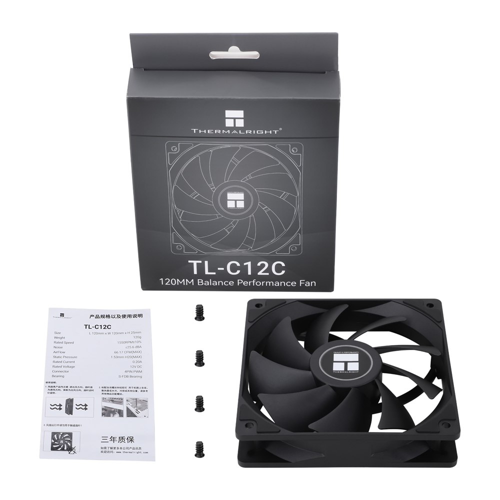 Thermalright - Ventilador Thermalright TL-C12C PWM Preto 120mm (Pack 3)