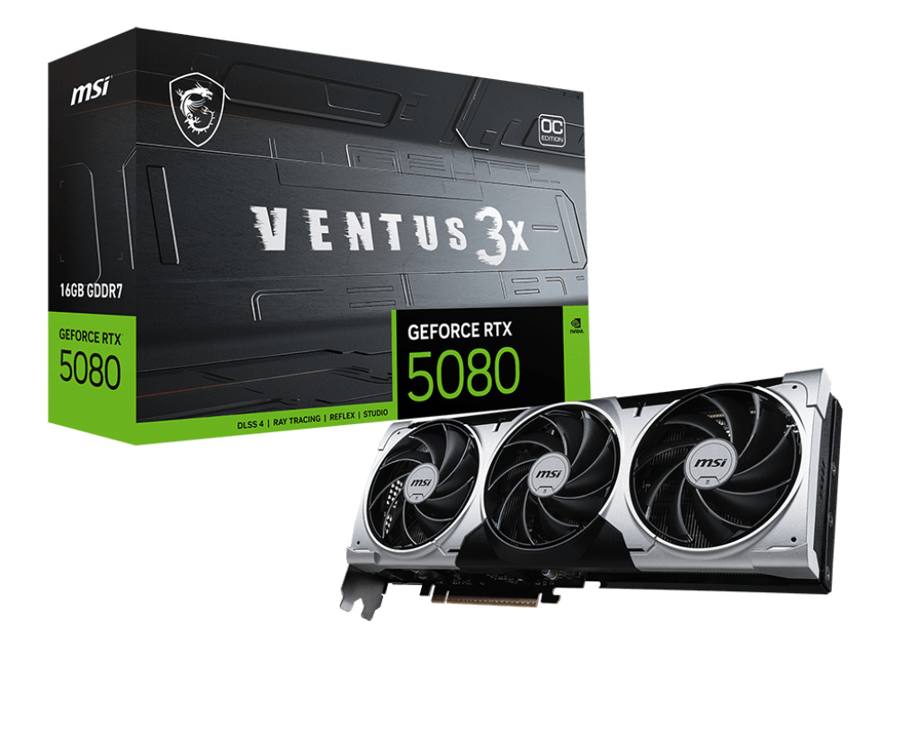 Picture of Picture of Tarjeta Gráfica MSI GeForce® RTX 5080 VENTUS 3X OC PLUS 16GB GDDR7 DLSS4