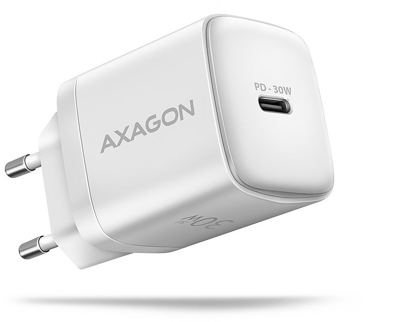 Picture of Picture of Cargador de pared AXAGON ACU-PD30W, 1 puerta (USB-C), PD3.0/PPS/QC4+/SFC/AFC/Apple, 30 W, Blanco