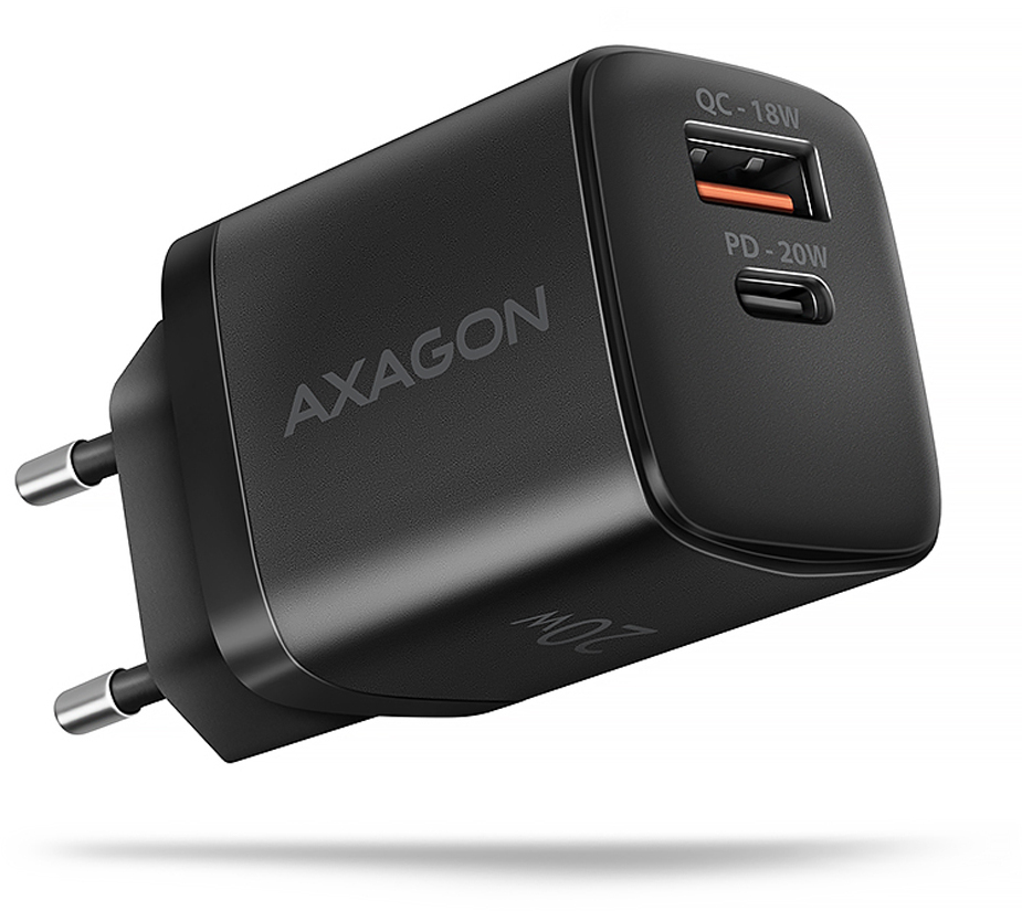 AXAGON - Cargador de pared AXAGON ACU-PQ20 QC3.0/AFC/FCP + PD type-C  20W Negro