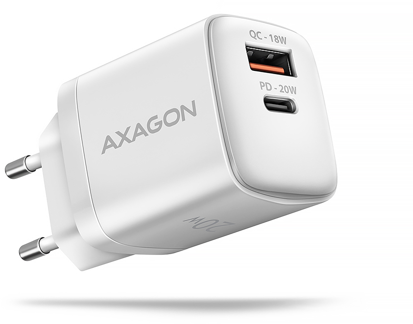 AXAGON - Cargador de pared AXAGON ACU-PQ20W QC3.0/AFC/FCP + PD type-C  20W Blanco