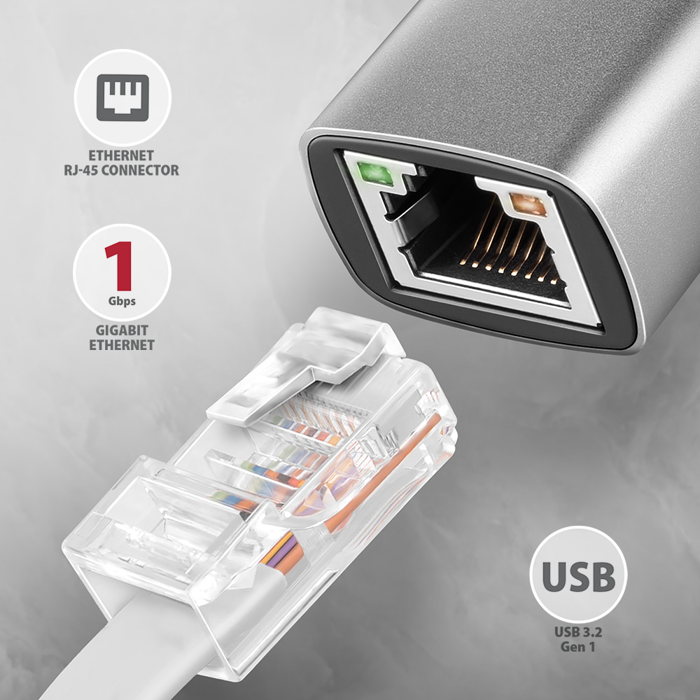Picture of Picture of Adaptador AXAGON ADE-TXCA Gigabit Ethernet 10/100/1000 - USB 3.1 Tipo C + USB-A