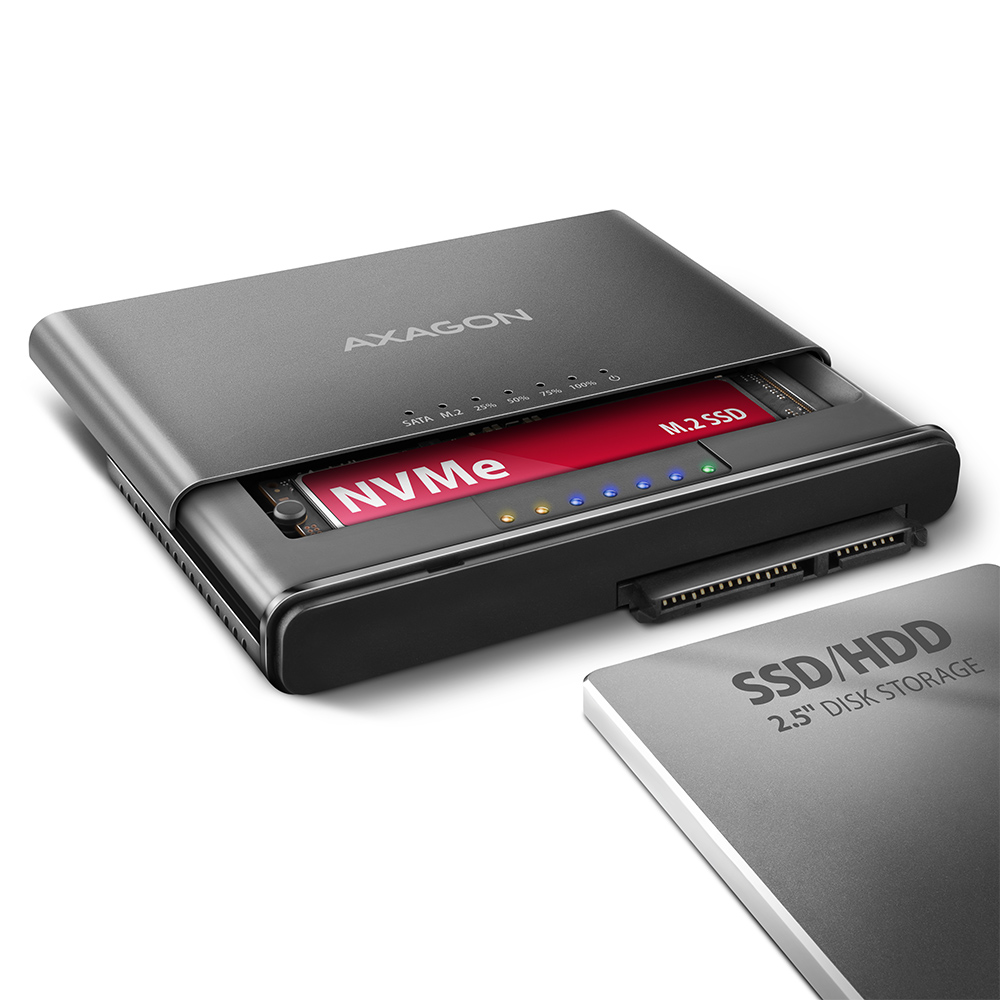 AXAGON - CLONE MASTER 2 AXAGON ADSA-CC USB-C 10Gbps - NVMe M.2 SSD & SATA 2.5"/3.5" SSD/HDD