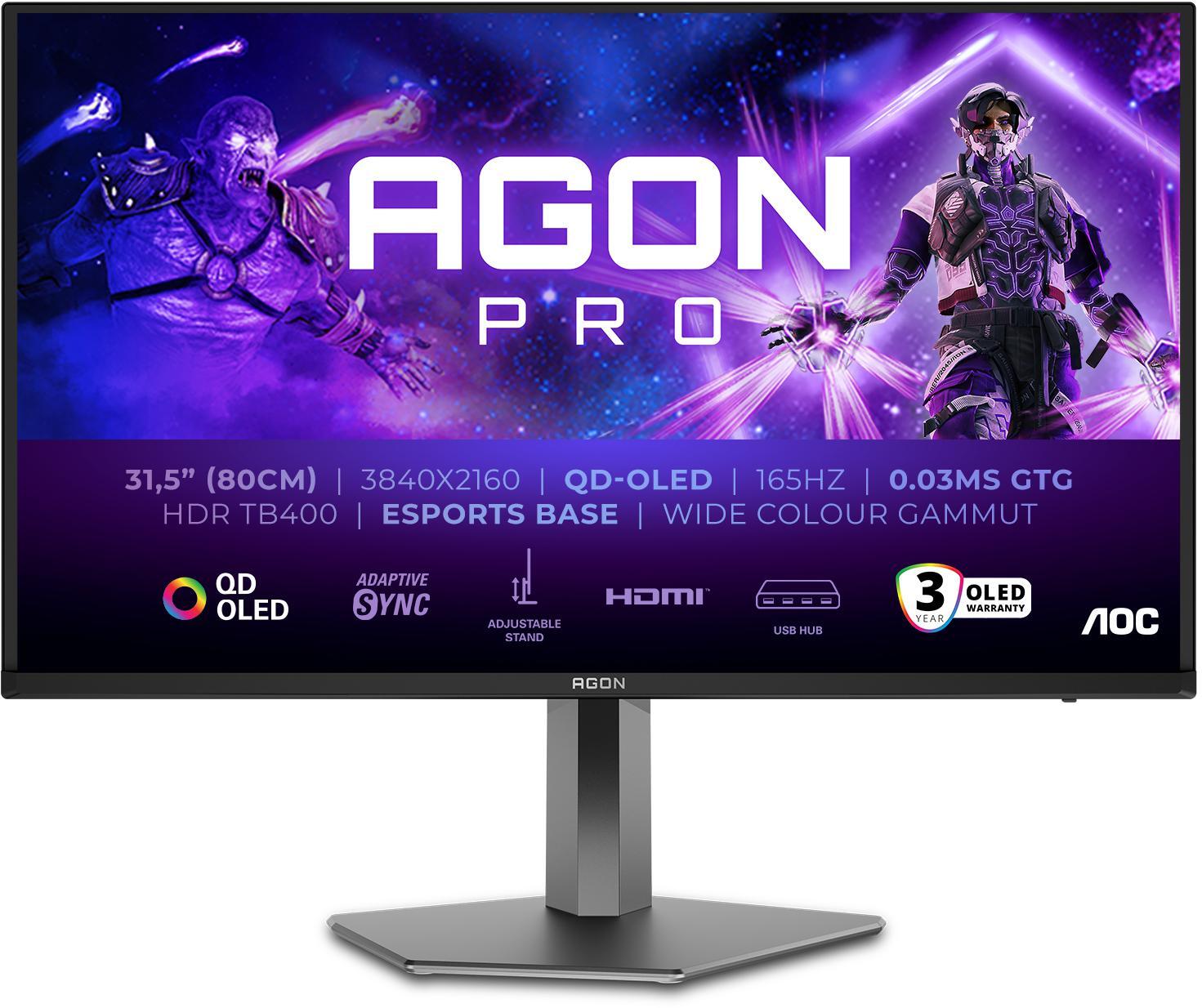 Picture of Picture of Monitor AOC AGON PRO 31.5" AG326UD QD-OLED UHD 165Hz 0.3ms Adaptive Sync HDR True Black 400