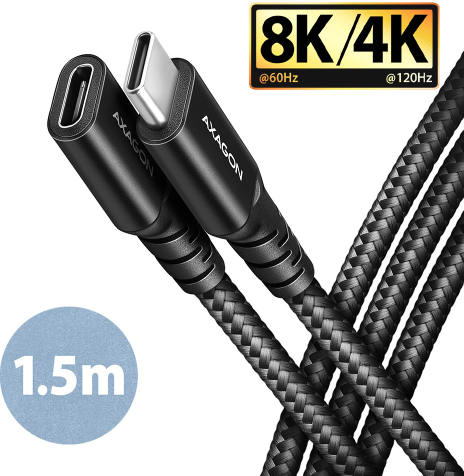 Picture of Picture of Extensión AXAGON BUCM32-CF15AB USB-C <-> USB-C 3.2 Gen 2, 1.5m, 20 Gbps, ALU, braid