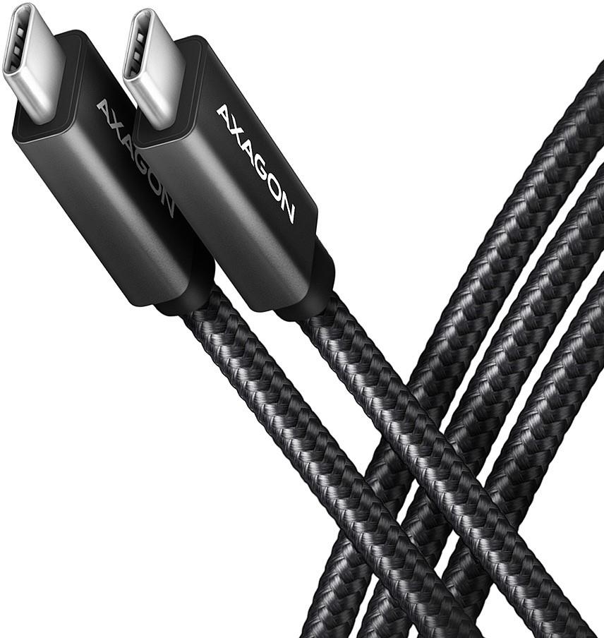 Picture of Picture of Cable de cargamento AXAGON BUCM32-CM10AB USB-C  <-> USB-C 3.2 Gen 2, 1m, PD 100W, 5A, 4K HD, ALU, braid, Negro