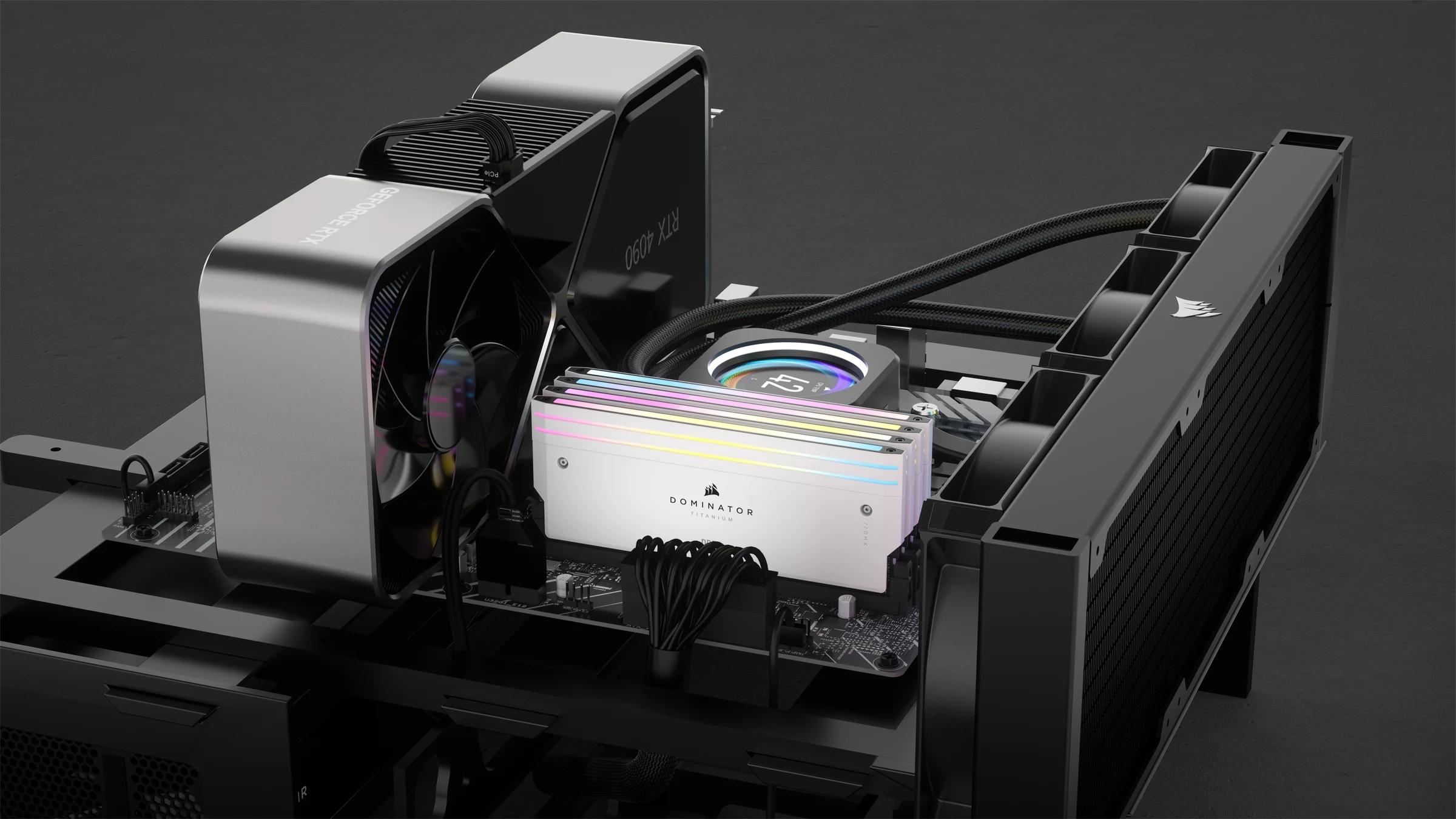 Corsair - Corsair Kit 64GB (2 x 32GB) DDR5 6400MHz Dominator Titanium RGB White CL32