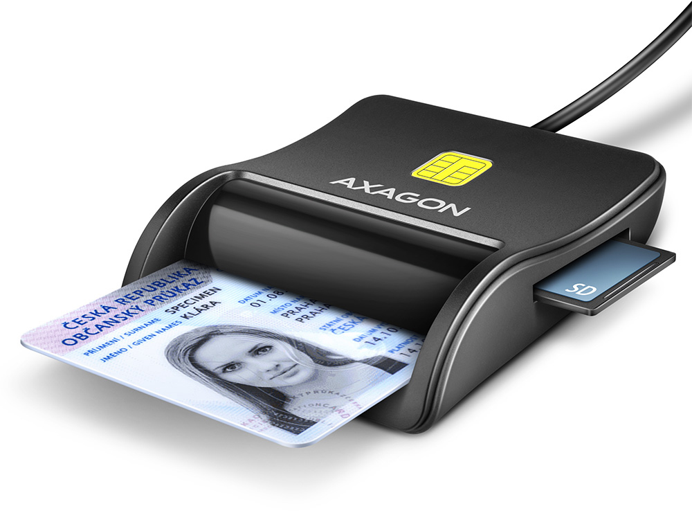 AXAGON - Lector de tarjetas AXAGON CRE-SM3SD USB Smart card & SD/microSD/SIM card FlatReader