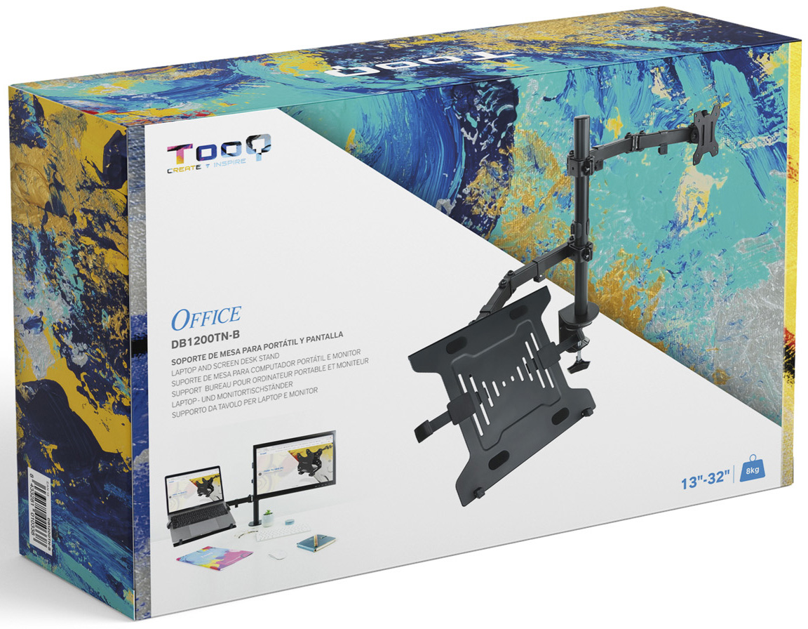 Tooq - Soporte de Mesa Tooq Doble Tilt 13" a 32" Max. 8Kg (Monitor) / 4.5Kg (Portátil)