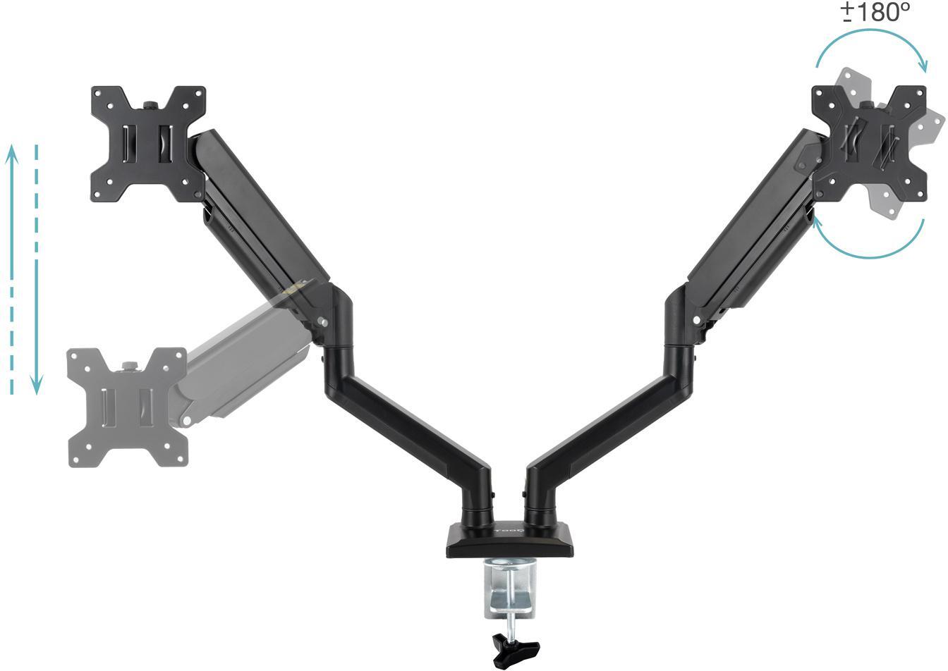 Tooq - Soporte de Mesa Tooq Duplo Tilt e Giratório 13" a 34" Max. 10kg/Monitor Negro