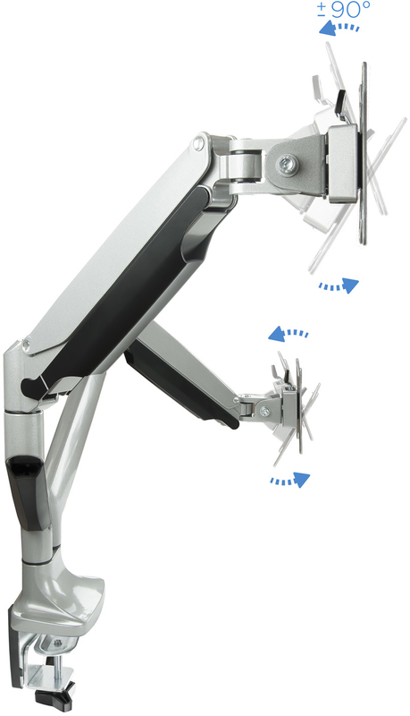 Tooq - Soporte de Mesa Tooq Doble Tilt e GiRatónrio 13" a 32" Max. 9kg/Monitor Gris