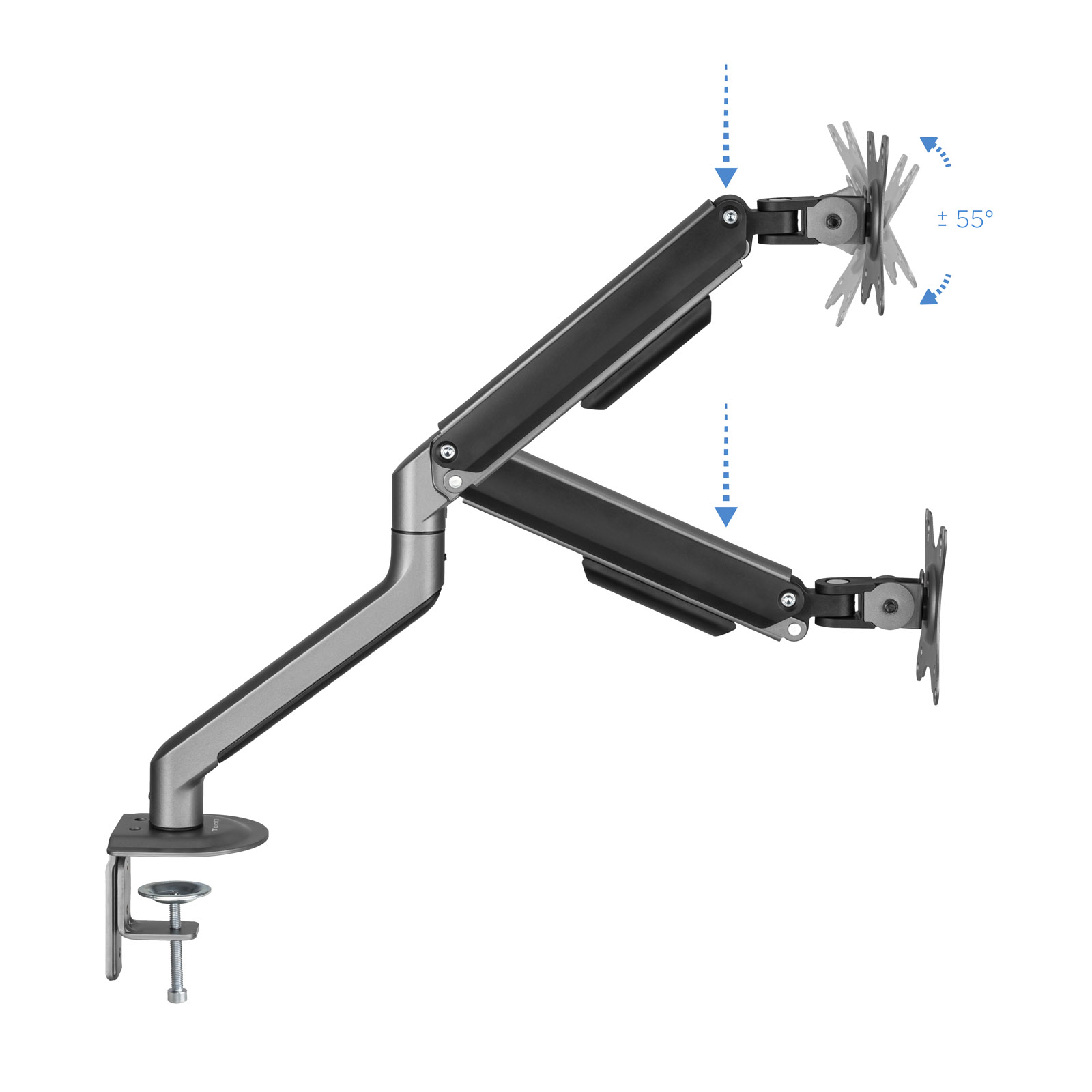 Picture of Picture of Soporte de Mesa Tooq Tilt e GiRatónrio c/mola 17" a 32" Max. 9Kg Gris/Negro