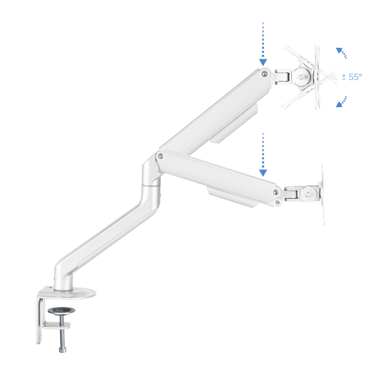 Picture of Picture of Soporte de Mesa Tooq Tilt e GiRatónrio c/mola 17" a 32" Max. 9Kg Blanco