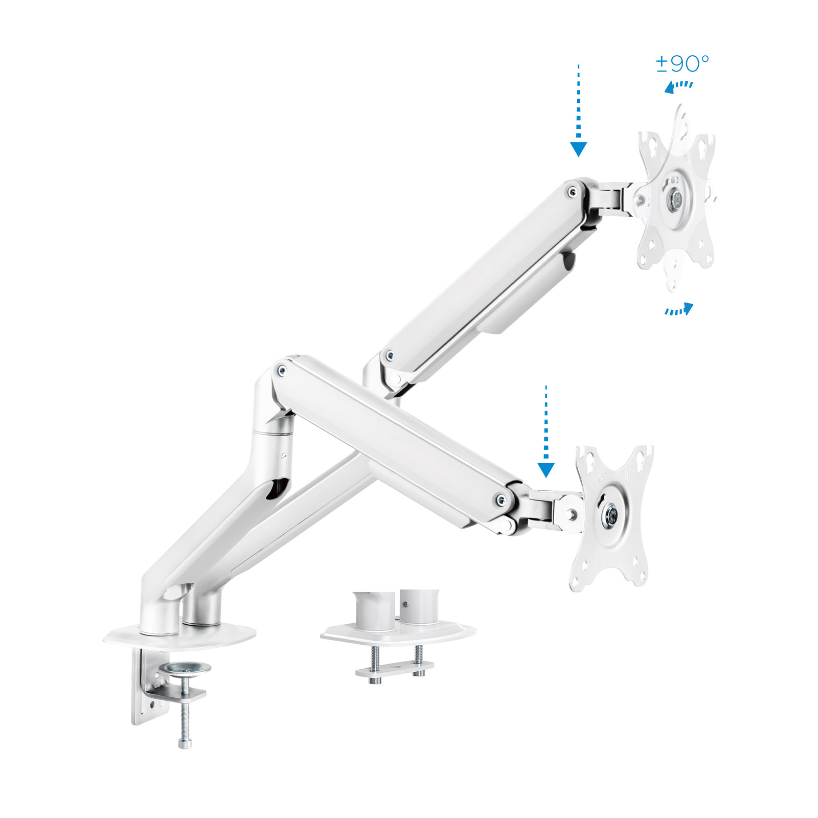 Picture of Picture of Soporte de Mesa Tooq Doble Tilt e GiRatónrio c/mola 17" a 32" Max. 9Kg Blanco