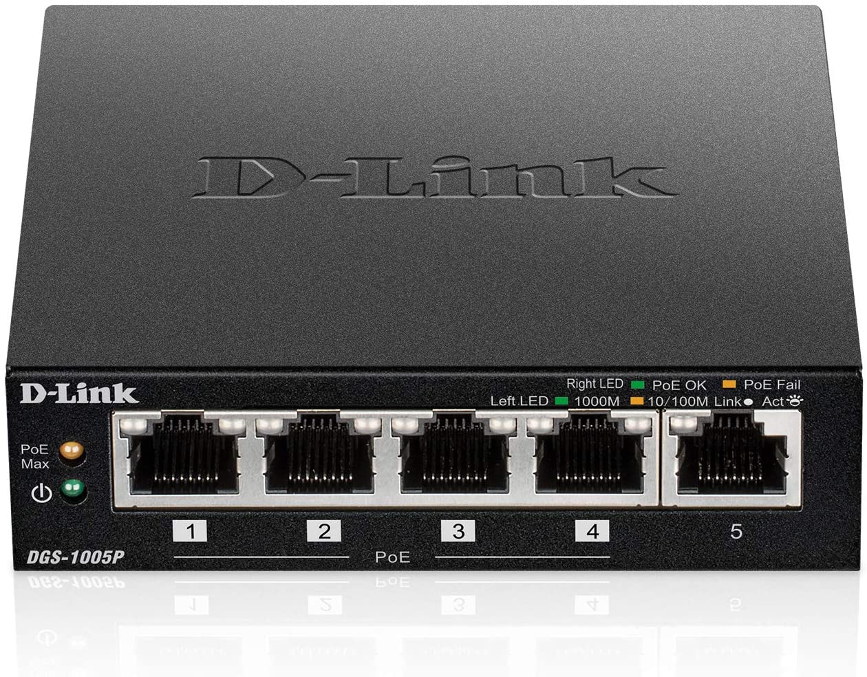 D-Link - Switch D-Link DGS-1005P 5 Portas (4 x POE) + 60W Power Budget