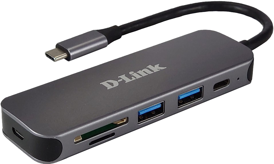 Picture of Picture of HUB USB D-Link USB-C Macho > 2 x USB 3.0 (SS) + 1 x USB-C (Thunderbolt 3) + Leitor de Cartões