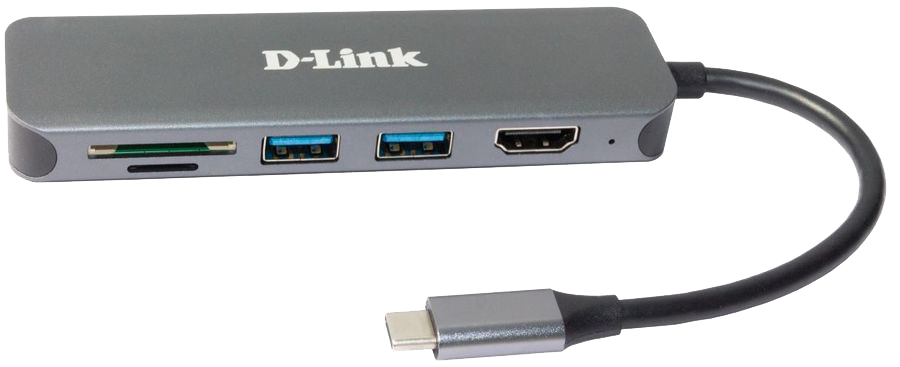 Picture of Picture of HUB USB D-Link USB-C Macho > 2 x USB 3.0 (SS) + 1 x HDMI (4K Ready) + 1 x USB-C (PD60W) + Leitor de Cartões