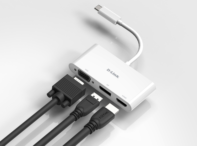 D-Link - HUB USB D-Link USB-C Macho para 1 x HDMI + 1 x DisplayPort + 1 x VGA
