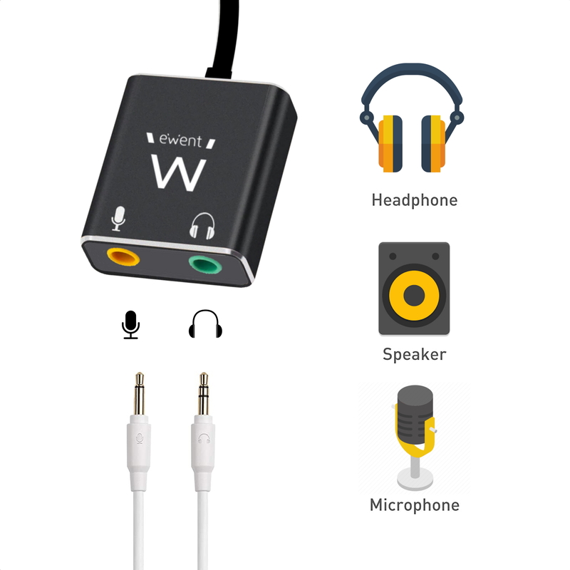 Ewent - Adaptador Gigabit de Audio Ewent USB-C para 2x Jack 3.5 mm
