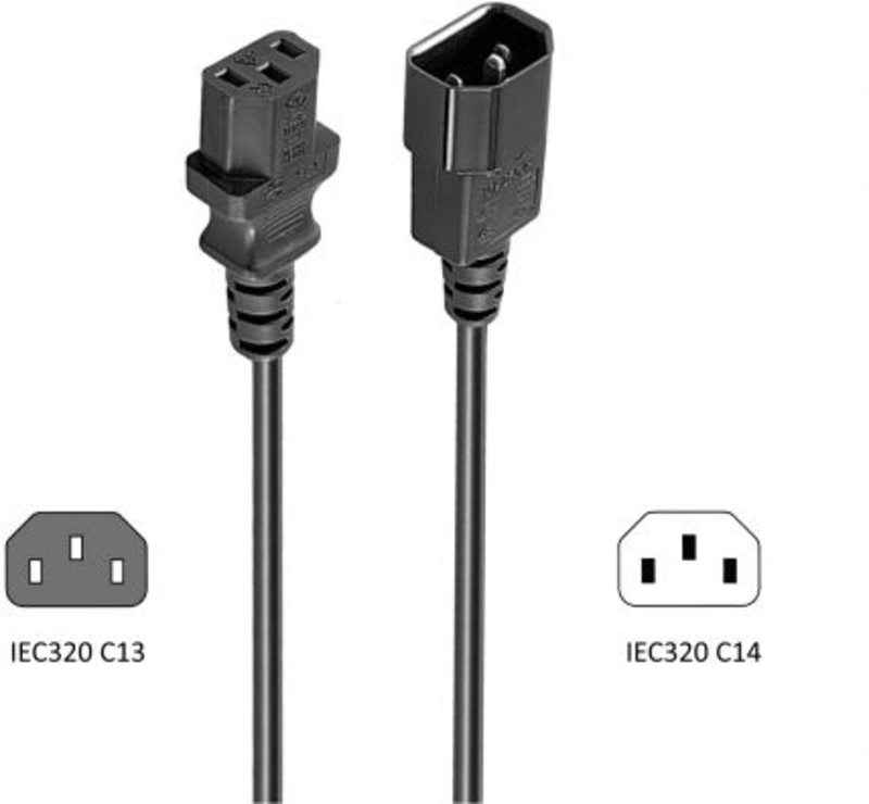 Ewent - Cable Prolongador de Alimentación Ewent EC1915 VDE C14-C13 Macho/Hemea 5m Negro