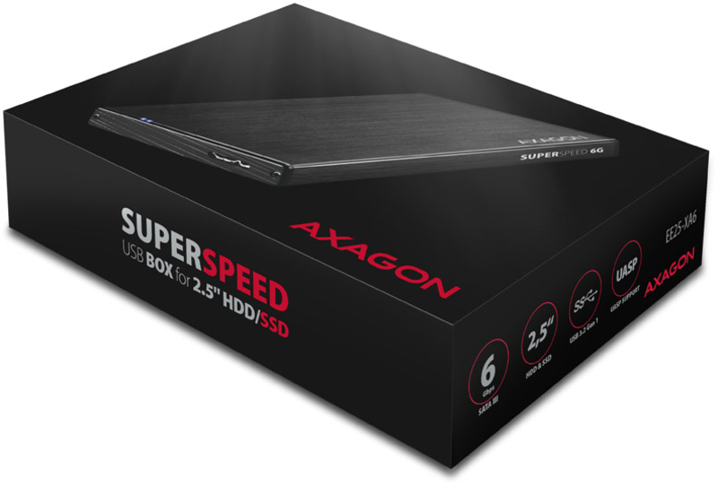 AXAGON - Caja Externo AXAGON EE25-XA6 para SSD/HDD 2.5" USB3.0, SATA 6G, Aluminio
