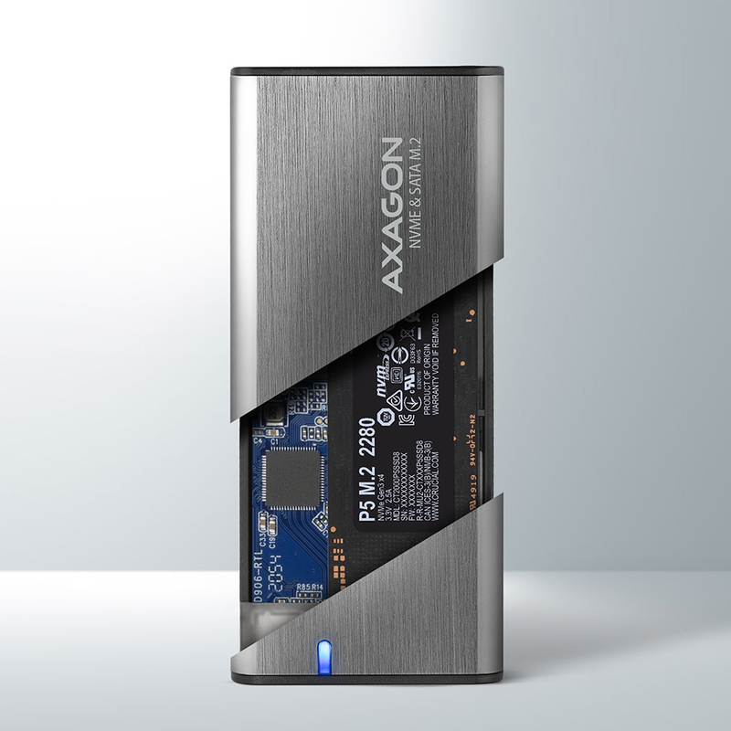 Picture of Picture of Caja SSD AXAGON EEM2-GTR USB-C 3.2 Gen2 - M.2 NVMe SSD THIN RIB 42-80mm box