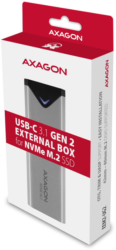 AXAGON - Caja Externo AXAGON EEM2-UG2 para M.2/NVMe/SSD USB-C 3.2 Gen2 silver
