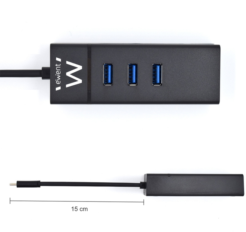 Picture of Picture of Hub USB Ewent 3 Portas USB 3.1 Gen 1 Type C + 1 Porta RJ45 Gigabit