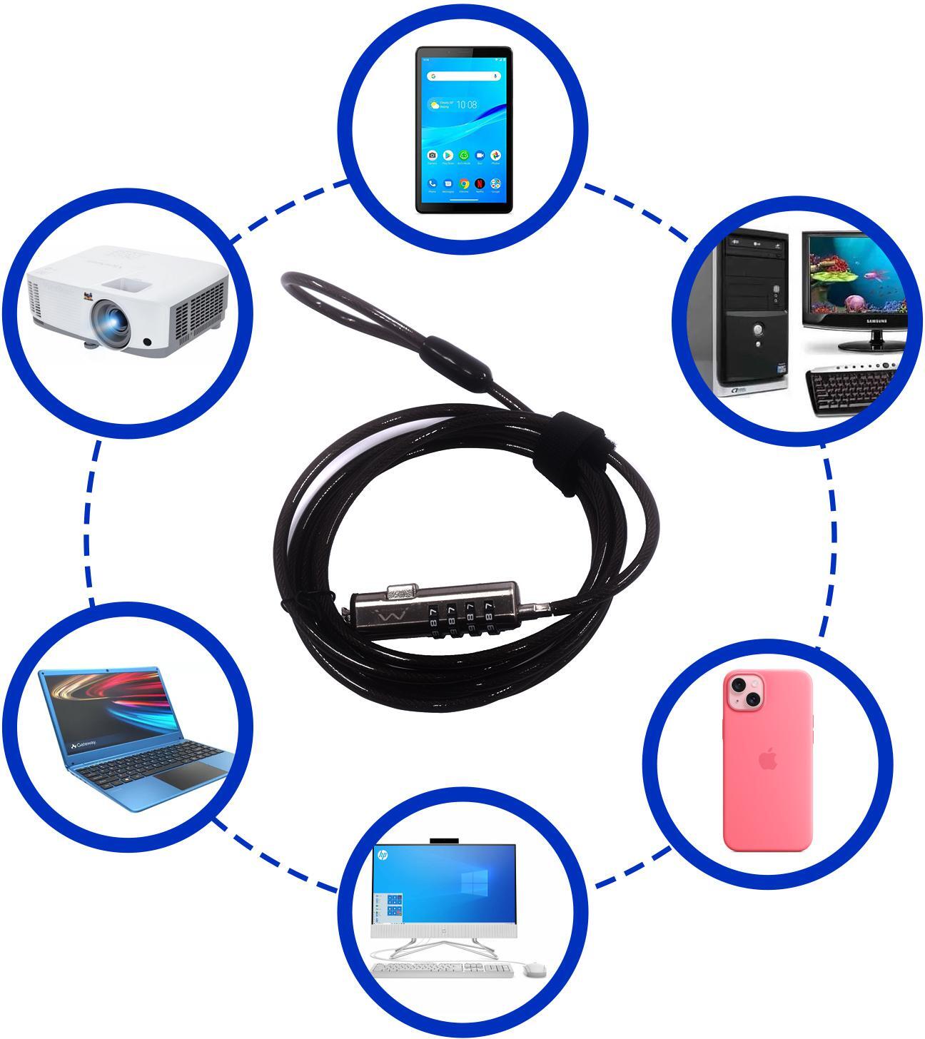 Ewent - Candado de Seguridad Ewent EW1238 NanoSaver 1.8m con Combinación