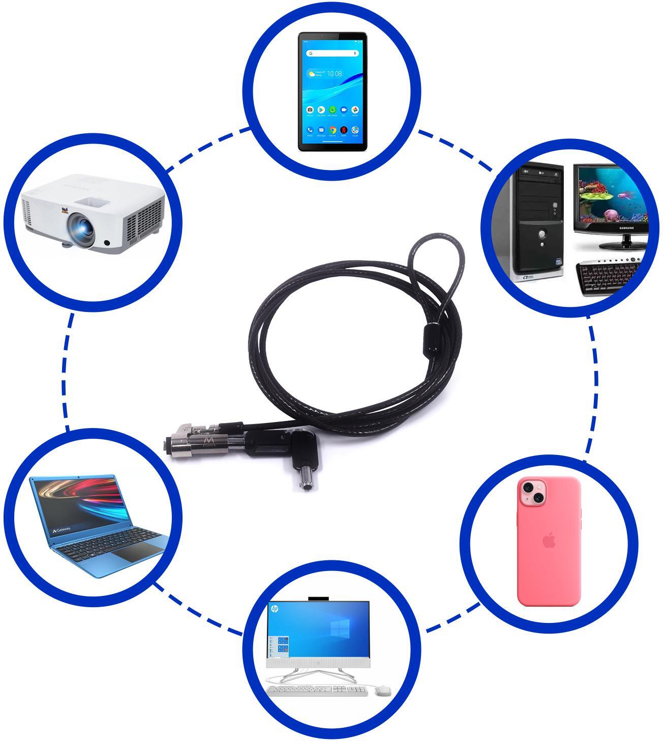 Ewent - Candado de Seguridad Ewent EW1239 NanoSaver 1.8m con Llave