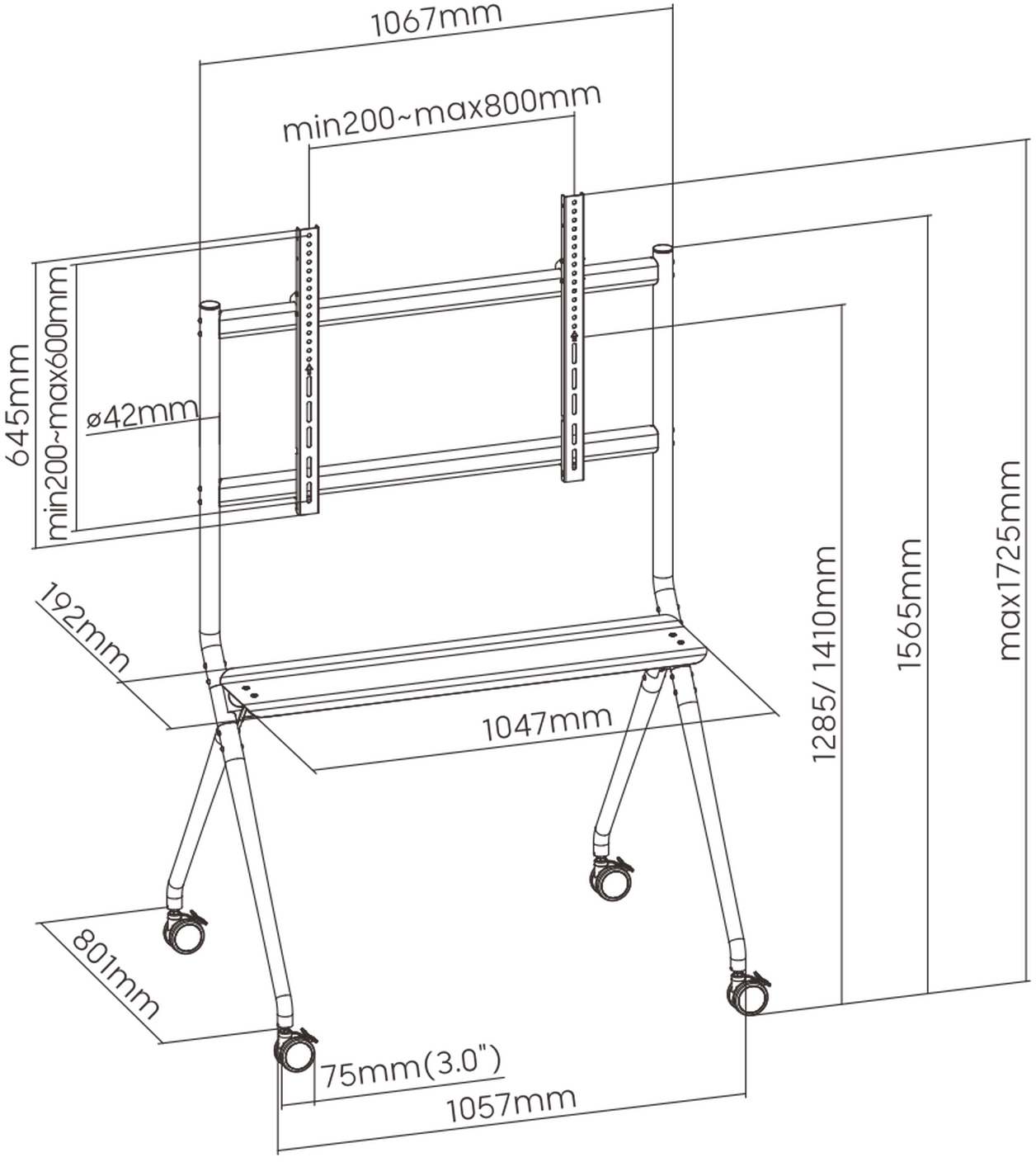 Ewent - Soporte Móvil Ewent EW1542 TV Mounting Bracket XL 50" - 86"